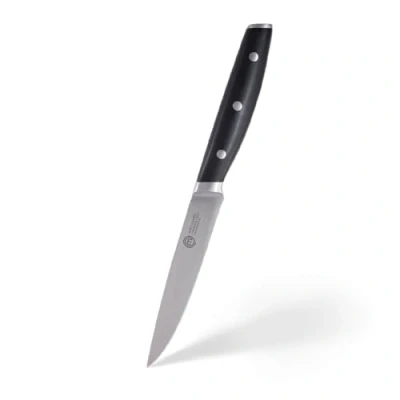 Imagen de MasterChef Cuchillo Cocina Profesional, Tomatero en Acero Inoxidable con Alto Contenido Carbono Cabezales y Asas de Triple Remache, Espiga Llena, Hoja Longitud 12cm