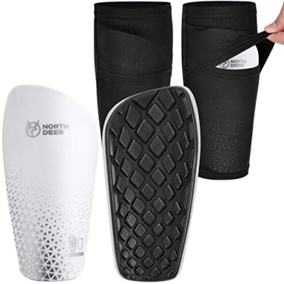 Imagen de Northdeer Espinilleras de fútbol para Hombre, Incluye Medias con Bolsillo optimizado, Color Gris XL