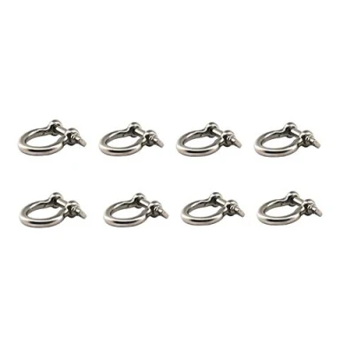 Imagen de Grillete de acero inoxidable 304 con forma arco M6 estilo europeo resistente abrazadera elevación carga para cadena marina hebilla paquete 8 unidades
