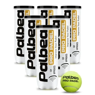 Imagen de Palbea Pro Padel Pelotas de Aprobadas por la FIP 1 Caja x 6 Tubos con Fieltro Alta Visibilidad HV. para Entrenamientos y Torneos. Presurizadas, Duraderas Rápidas.