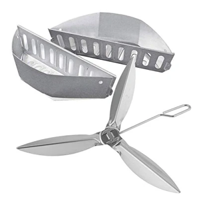 Imagen de WELL GRILL Kit de sistema limpieza un solo toque con cestas carbón para barbacoas 47 cm o 57 cm, piezas repuesto barbacoa Weber 7444 y 7403