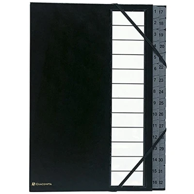 Imagen de Exacompta 56032E Clasificador tapa dura ordonator numerico lomo extensible 32 compartimentos, negro