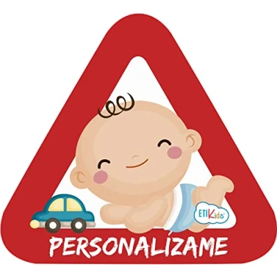 Imagen de Pegatina Bebé a Bordo personalizable. Adhesivo vinilo para coche o moto. Sticker 15 x 13&#039;7 cm.