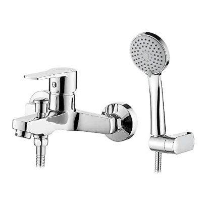 Imagen de Ibergrif, M13057 Star, Conjunto de, Grifo para Bañera, Mezclador de Baño y Ducha Monomando Instalación en Pared, Plata