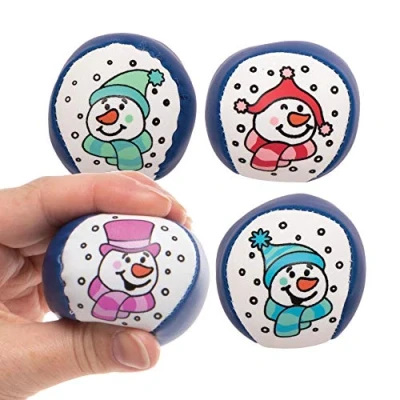 Imagen de Baker Ross AX439 Mini Bolas Antiestrés Muñeco De Nieve Paquete 6, Perfectas Para Bolsas Fiesta, Regalos, Juguetes Bolsillo O Pequeños Regalos Niños