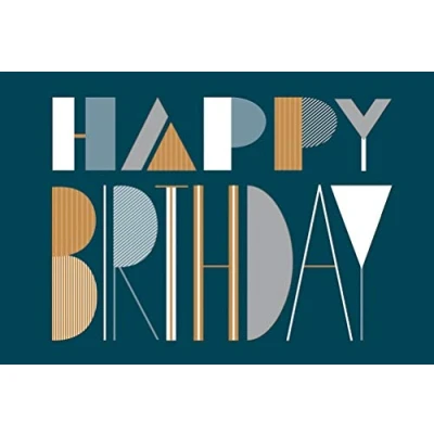 Imagen de bsb Tarjeta de cumpleaños con texto en inglés &quot;Greetings, Happy Birthday&quot;, sobre papel kraft