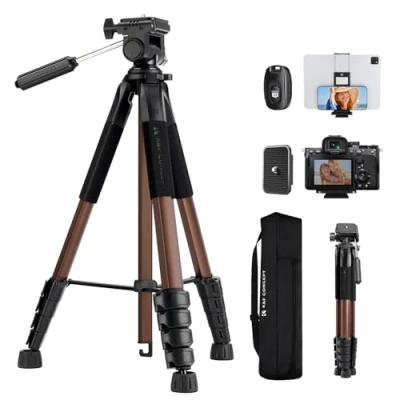 Imagen de Tripode para Movil 190cm K&amp;F Concept S255A3+BV01 Trípode Ligero Portátil de Tubo Perfilado 5 Lados DSLR, Cámara Réflex Digital, Teléfono Móvil, etc., con Clip Móvil