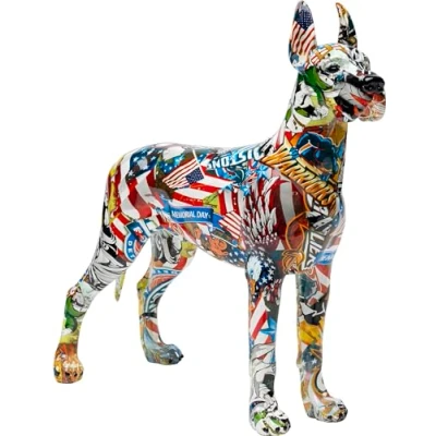 Imagen de KARE Figura Decorativa de Perro cómic Maddox, Multicolor, Perro, polirresina, impresión Transferencia Agua, única, parcialmente Hecha a Mano, 40 x 39 15 cm (Alto Ancho Profundidad)