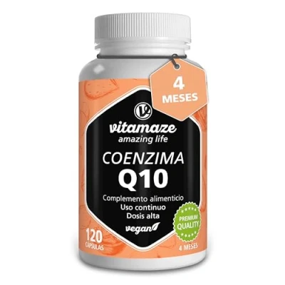 Imagen de Coenzima Q10 200mg 120 Cápsulas Veganas para 4 Meses, Contiene Ubiquinona, Coq10 Naturales Antioxidantes de la Mejor Biodisponibilidad, Calidad Alemana, sin Aditivos Innecesarios Vitamaze®