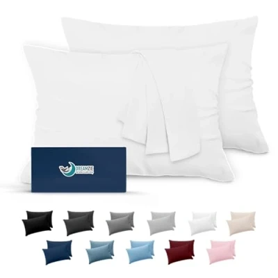 Imagen de Dreamzie Fundas de Almohada (Juego 2) para Las Almohadas 50 x 70 cm, Blanco Alabastro, Microfibra (100% Poliéster) Cojines Calidad con una Suavidad Incomparable