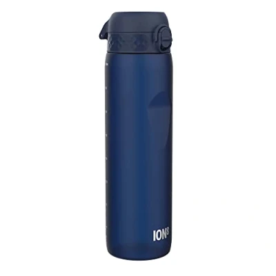Imagen de Ion8 Botella de Agua 1 Litro, 1000 ml, a Prueba Fugas, Fácil Abrir, Cerradura Segura, Asa Transporte, Apta para Lavavajillas, Sin BPA, Ideal Deporte y Gimnasio, Azul Marino