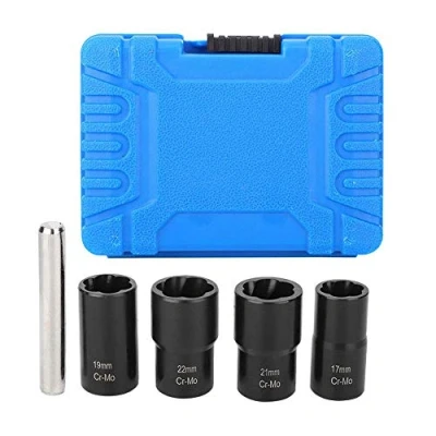 Imagen de Extractor Tornillo de Rueda Juego Dados Giratorios Tornillos Fijación Tuerca la Pernos Extractores 5 Piezas 17mm 19mm 21mm 22mm Socket