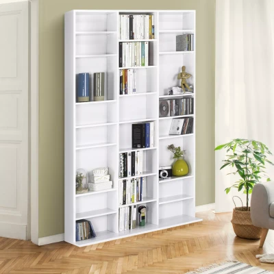 Imagen de IDMarket Estantería CD CEYLIA 30 Cajas con estantes modulares Madera Blanco
