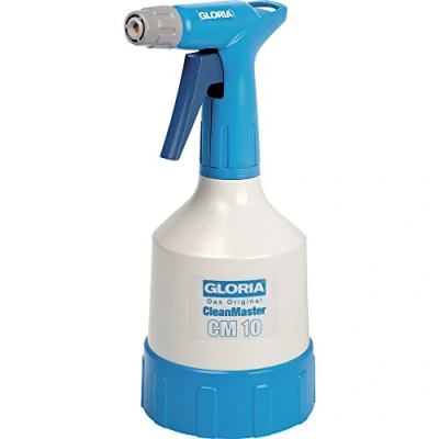 Imagen de GLORIA CleanMaster CM 10, Pulverizador profesional de 1 l con bomba doble acción manual para limpieza pulverizar líquidos ácidos y alcalinos pH entre 2 11 blanco/azul