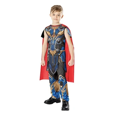 Imagen de Rubies Disfraz Thor Love And Thunder Classic para niños, Jumpsuit impreso con capa, Oficial Marvel carnaval, cumpleaños y halloween