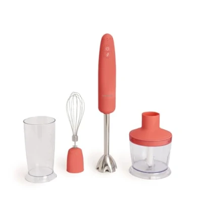 Imagen de CREATE/FULLMIX RETRO/Batidora de mano Terracota/Bate, mezcla y monta, 6 velocidades, vaso medidor 600ml, libre BPA, para triturar 500 ml, 1000W