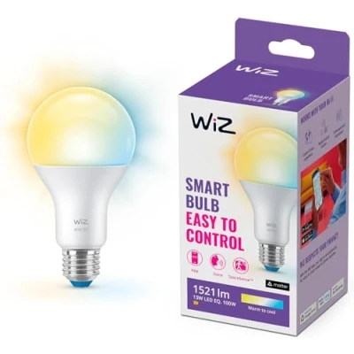 Imagen de WiZ Bombilla LED Inteligente Wi Fi, 13W(Eq. 100W) E27 A67, Luz cálida ajustable, con tecnología SpaceSense y compatible Alexa Google Home