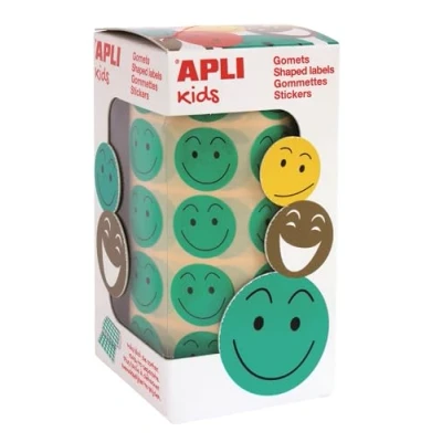 Imagen de Gomets apli autoadhesivo smile verde cara feliz rollo de 900 unidades