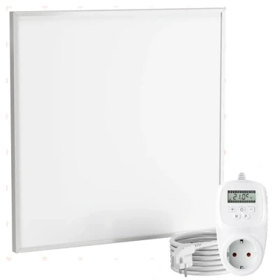 Imagen de CF360 60x60 cm calefacción por infrarrojos Carbon Crystal panel calefactor de techo, radiador, calefacción, pared ultraplano blanco 360 vatios + termostato TH12.