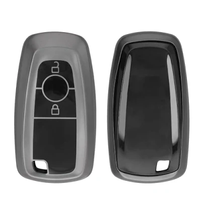 Imagen de kwmobile Carcasa para Mando Compatible con Ford Llave de Coche Keyless Go 2 Botones Funda Llaves TPU Negro Mate/Negro