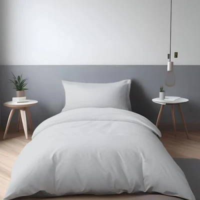 Imagen de LivinEase Funda Nordica Cama 90 Microfibra Juego de Edredon 135x200 cm y 1 Almohada 80x80 nórdica Plata