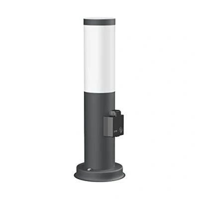 Imagen de ledscom.de luz de camino/luz bolardo/luz jardín PORU para exterior, IP44, 39 cm, antracita, 1x E27 máx. 40W, enchufe, E27, pilar, orientación, suelo, potencia,