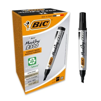 Imagen de BIC Marking 2300 ECOlutions Caja de 12 unidades, marcadores permanentes punta media biselada, color negro