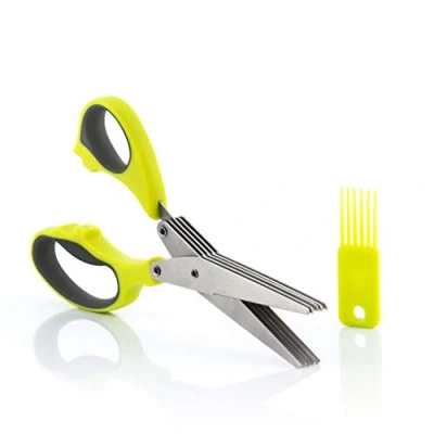 Imagen de InnovaGoods® Tijeras de Cocina Multicortes 5 en 1 FIVESSOR, con hojas Corte Seguro y Preciso, Fácil Usar Limpiar, Material TPR/ABS/Acero inoxidable, Color Gris/Verde Limón