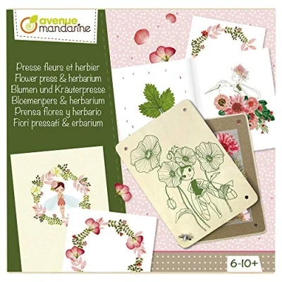 Imagen de Avenue Mandarine CO175C Une boite créative presse fleurs et herbier comprenant 2 planches fleurs, un herbier, 3 rubans décoratifs, de la colle 8 feuilles pré imprimées (notice incluse)