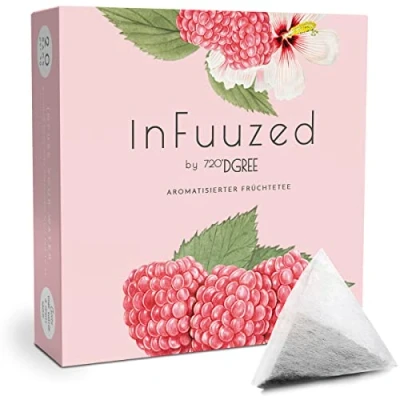 Imagen de 720DGREE Sabor para Agua &quot;InFuuzed&quot; Frambuesa 1x 20 sobres Bebida fría sin Azúcar, Calorías Naturalmente deliciosa tu botella Alternativa a limonada, té helado, pastillas efervescentes
