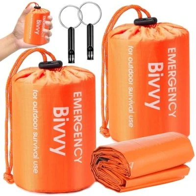 Imagen de XUNIVERS Saco de Dormir Emergencia,Mantas Termica Aluminio,Saco Supervivencia Emergencia,Manta Emergencia Reutilizable,protección contra el Calor,Resistente al frío(Naranja)