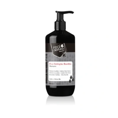 Imagen de Real Natura Champú Sin Sal Pro Nutrición Bomba Intensa Fortalecimiento Capilar Hidratación y Brillo Fórmula Natural Uso Diario 500ml