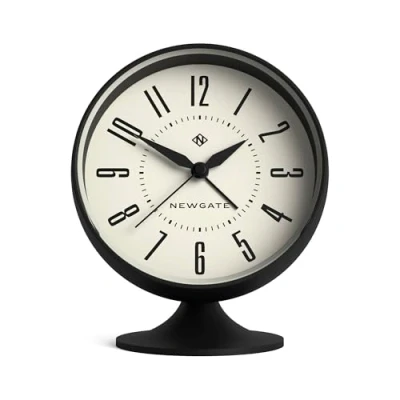 Imagen de NEWGATE Reloj Despertador Retro semidomo &#039;Spheric Acabado Silicona Negro Suave al Tacto, y Movimiento de Barrido silencioso con Sonido Alarma Digital pitido.