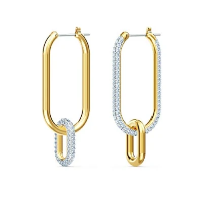 Imagen de Swarovski Pendientes de aro Time, Diseño asimétrico, Blancos, Combinación acabados metálicos