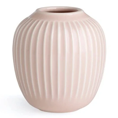 Imagen de Kähler Hammershøi jarrón H13 cm en Rosa Jarrones de Porcelana Hechos a Mano Estilo escandinavo con Ranuras Ideal como Decorativo para Ramos, ramitas o Pieza Decorativa