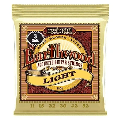 Imagen de Ernie Ball Earthwood Light Cuerdas para guitarra acústica, bronce 80/20, 3 paquetes, calibre 11 52