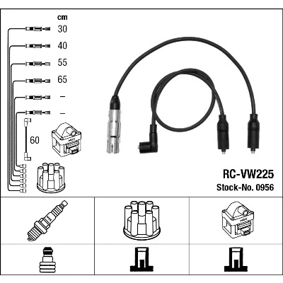 Imagen de NGK 0956 Juego de Cables Encendido 5 SEAT: Ibiza 2, TOLEDO 1, Córdoba I Vario, VOLKSWAGEN: Passat B3/B4 Berlina, Vento, Polo III Classic