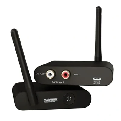 Imagen de Marmitek Transmisor de Subwoofer Inalámbrico Anywhere 640 Conecte su forma Inalámbrica a Sistema Estéreo Conector 3,5 mm Audio