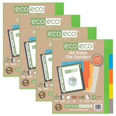Imagen de eco Juego de 5 separadores archivos, tamaño A4, 50% reciclados, multiperforados, 200 g/m², 4 unidades
