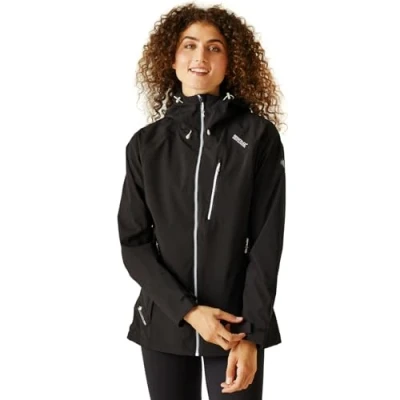Imagen de Regatta Birchdale Chaquetta Isotex con Capucha, Transpirable y Impermeable Jackets Waterproof Shell, Mujer, Black(White), 16