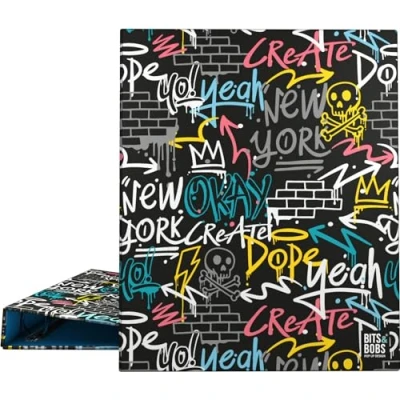 Imagen de Grafoplás Carpeta Archivadora A4 Diseño Wall Bits&amp;Bobs Pop Up Desing 4 Anillas Mixtas 25mm Certificado FSC Plastificado Soft Perfecto Material Escolar