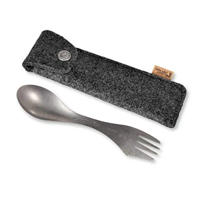Imagen de Light My Fire Cubierto Camping Spork Titanium + Estuche Cubiertos 3 en 1 Cuchara Tenedor Cuchillo Set para Llevar de Viaje Acampada Lonchera
