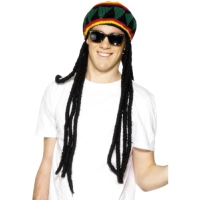 Imagen de Smiffys Gorra rasta, multicolor, con rastas
