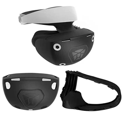 Imagen de EMEBAY Cara VR Funda de Silicona para PSVR2 / Play*Station VR2, Suave Lavable, Carcasa Protectora Auriculares PS Goma antiarañazos con Tapa basculante Negro