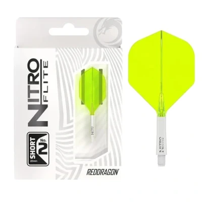Imagen de RED DRAGON Dardos Nitro Flite Integrated Flight &amp; Shaft System No.2 Forma y diseño Color blanco amarillo, longitud corta