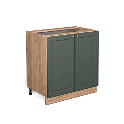 Imagen de Vicco Mueble Fregadero Fame Line, Verde Dorado Casa de Campo/Roble Dorado, 80 cm con Estante, sin encimera