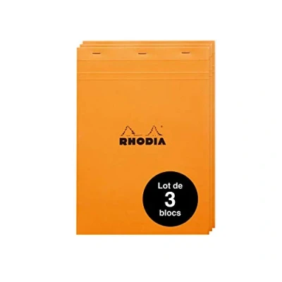 Imagen de Rhodia Bloque grapado 80 g, hojas, número 18, color naranja