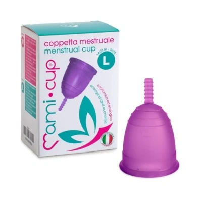 Imagen de MamiCup® copa menstrual Aprobada por la FDA Silicona suave, flexibe y reutilizable de grado medicinal (Lila, L)