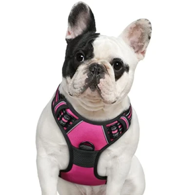 Imagen de Eagloo Arnes Perro Mediano, Antitirones antiescape, Chaleco Acolchado Ajustable, Anillos de Pecho y Espalda, Material Transpirable con Cinta Reflectante, Ejercer Correr, M Rosa Rojo