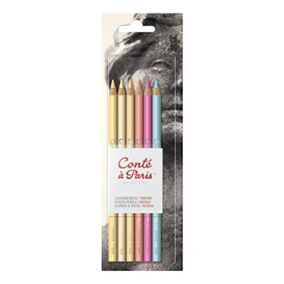 Imagen de Conté à Paris Set de 6 lápices pastel para retrato, Multicolor